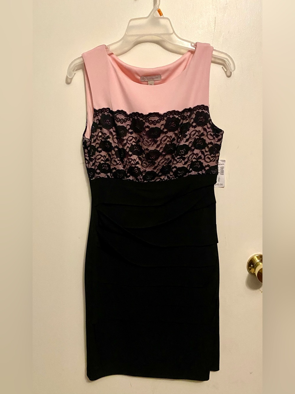 dressbarn Pink and Black Lace Sheath Dress